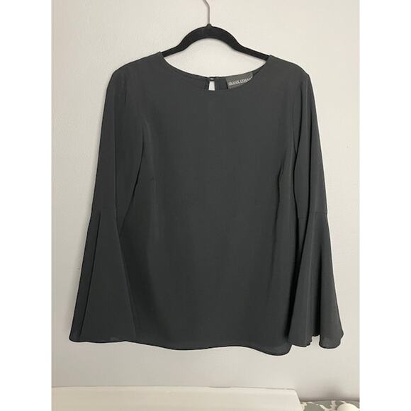 Frank Lyman Design Bell Sleeve Blouse Black Size 8 | Keyhole Back Flirty Boho - Picture 1 of 5